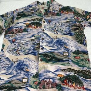 Hilo Hattie Hawaiian Shirt L KIlauea Kailua North Shore Surfing Grand Hotel Vtg